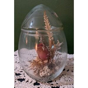 Vintage Dried Floral In Glass Egg Cottage Core Boho Romantic Style